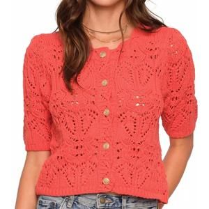 NEW HEARTLOOM letitia short sleeve cardigan in flame